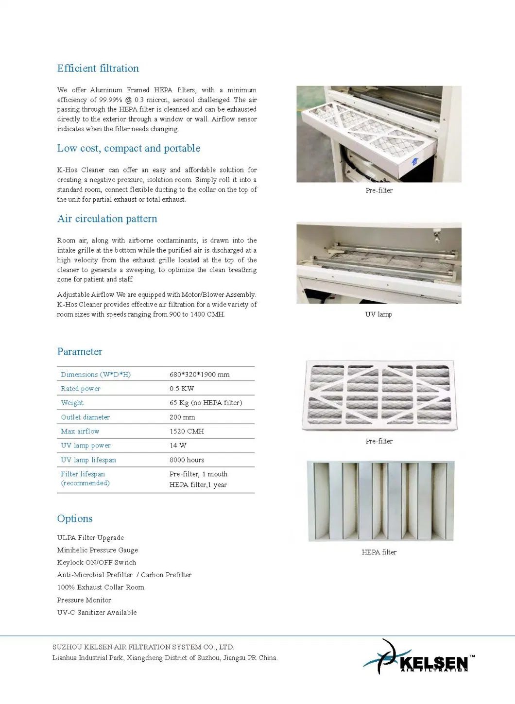 Portable Negative Pressure Air Filtration Unit for Hospital ICU Ward